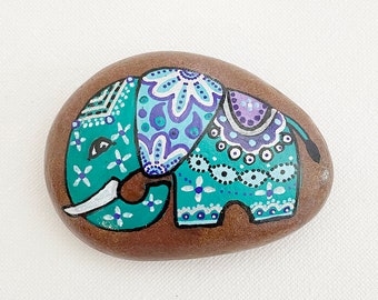Painted Teal Elephant Rock