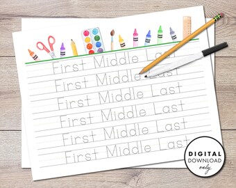 Custom Traceable Printing Name Sheets - PRINTABLE - Dry Erase - Digital Download