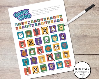 Dog Guess Who Dry Erase Game - PRINTABLE - Digital Download