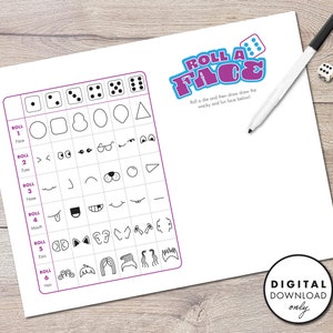Roll-A-Face Dry Erase Game - PRINTABLE - Digital Download