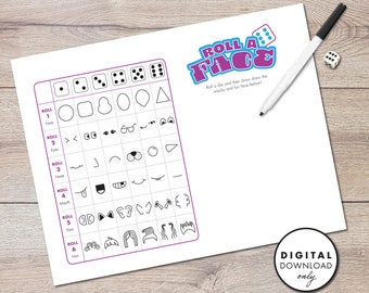 Roll-A-Face Dry Erase Game - PRINTABLE - Digital Download
