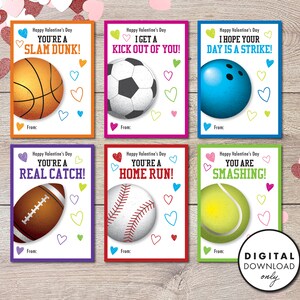 Sports Themed Valentine - PRINTABLE - Instant Download