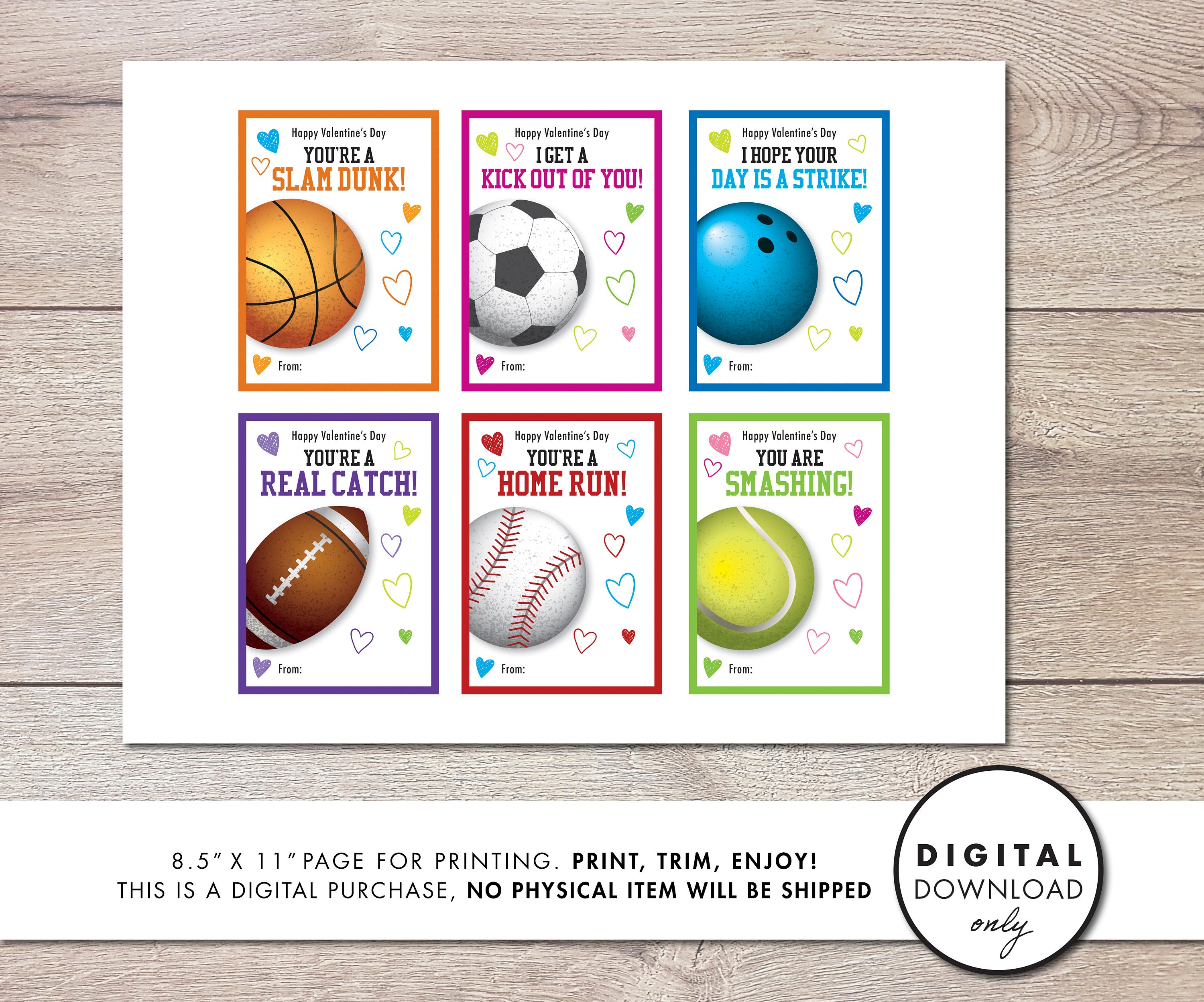 Sports Themed Valentine PRINTABLE Instant Download Etsy