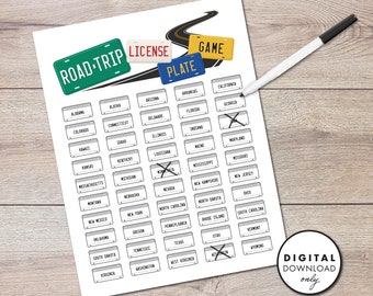 USA License Plate Dry Erase Game - PRINTABLE - Digital Download