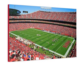 CANVAS-KUNST - muurkunst Kansas City Chiefs | Muurkunst Arrowhead Stadium | KC Chiefs | Chiefs Stadium | Chiefs-fancadeau | Canvas met pijlpunt