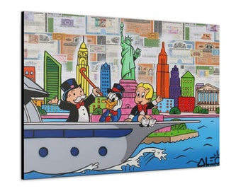 CANVAS ART - Monopoly Richie Rich Scrooge McDuck Wall Art | Pop Art Canvas Print | Urban Art | Wall Street Money Art | Home/Office Decor