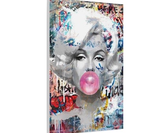 CANVAS ART - Marilyn Monroe Bubble Gum Wall Art | Marilyn Monroe Graffiti Art | Marilyn Monroe Canvas Print | Marilyn Monroe Art