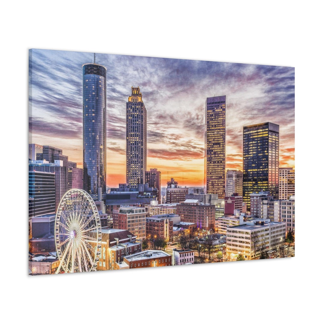 CANVAS ART Atlanta Skyline Wall Art Atlanta Skyline Canvas Atlanta Wall