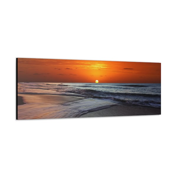 CANVAS ART - Panoramic Beach Wall Art | Ocean Panoramic Wall Art | Sunset Beach Decor | Sunset Beach Canvas | Ocean Print | Coastal Decor