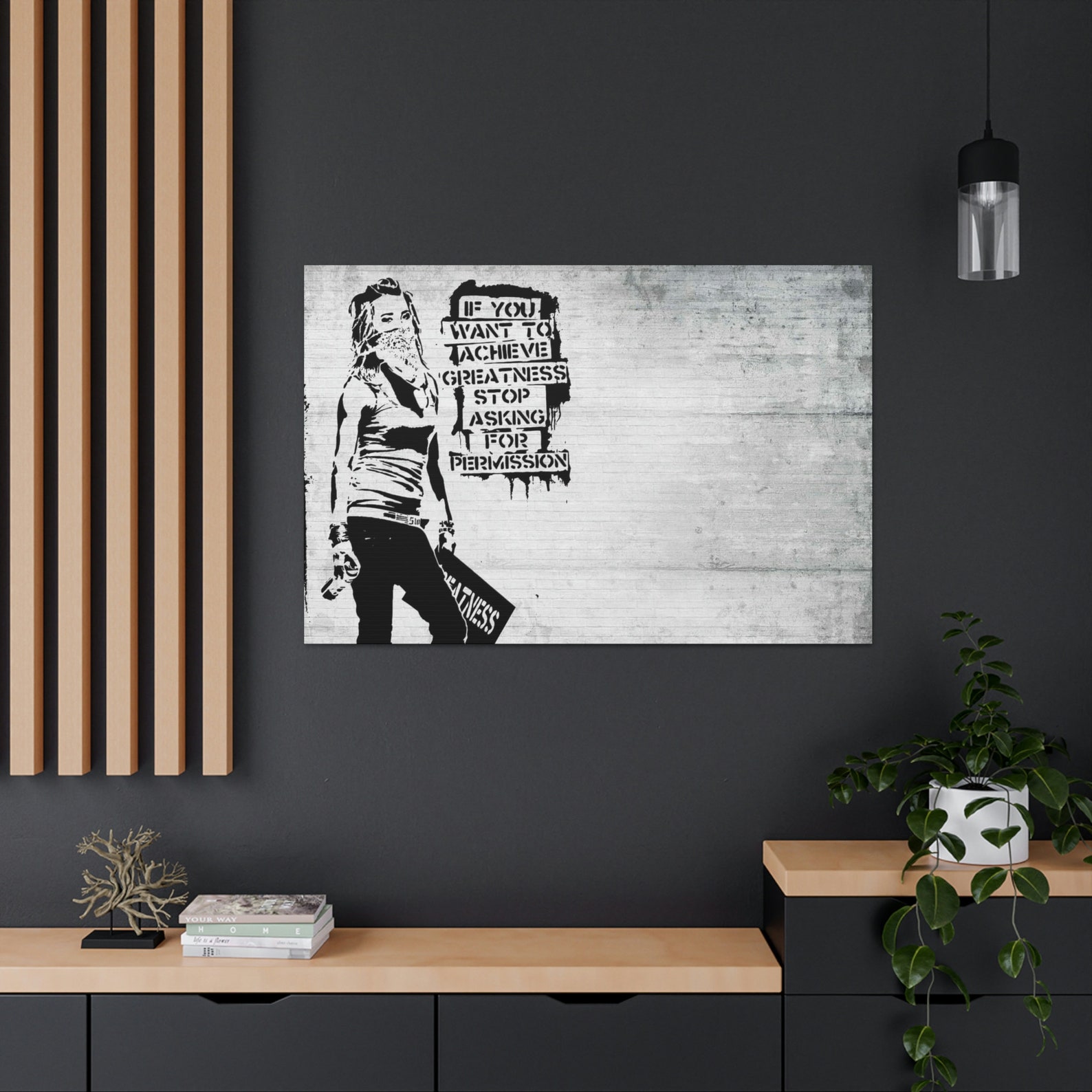 Riproduzione Banksy Con Cornice Stampa Su Tela Banksy 'Girl With Blue Bird' - Riproduzione Graffiti Arte Urbana - Incorniciata Quadro Verticale - Foto 7