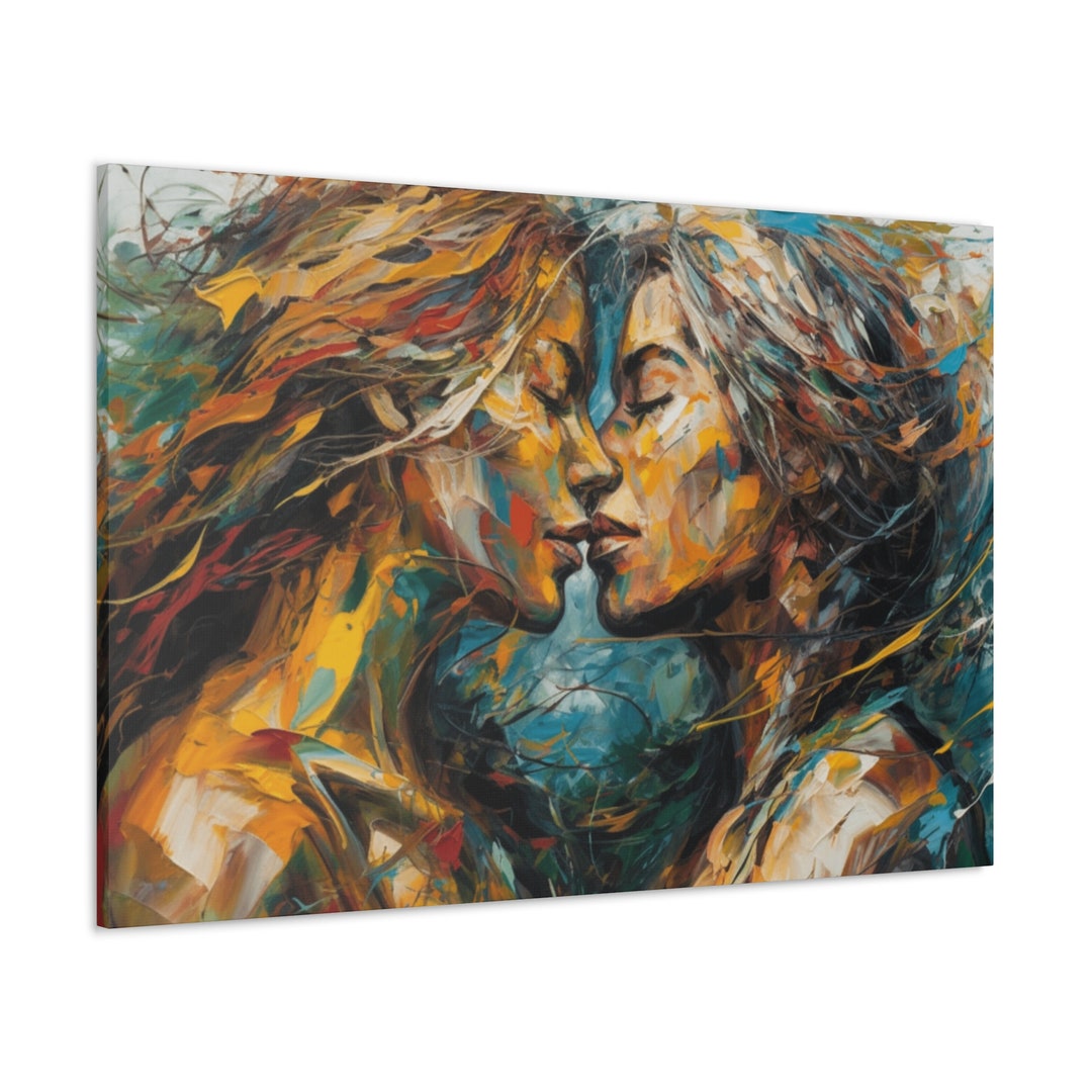 CANVAS ART Women Kissing Wall Art Lesbian Art Kissing Art Kissing