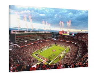 CANVASKONST - Väggkonst med 49ers Stadium | Väggkonst med San Francisco 49ers | SF 49ers | Levi's Stadium | Gåva till 49ers-fan | Canvas med 49ers