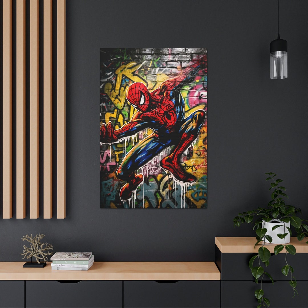CANVAS ART Spider Man Wall Art Spider Man Graffiti Canvas Etsy