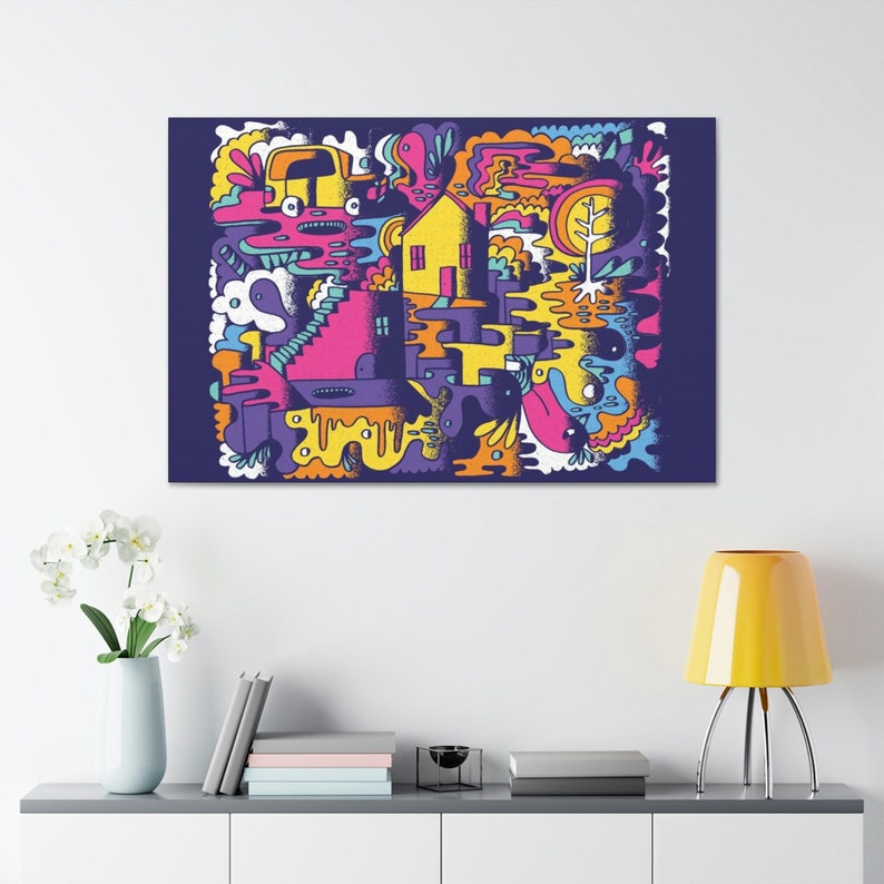 CANVAS ART Doodle Art Wall Art Doodle Artwork Canvas Print Etsy
