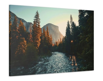 CANVAS ART - Mountain Wall Art | Mountain Forest Lake Wall Decor | Nature Wall Art | Landscape Gift | Mountain Canvas Home Office Decor