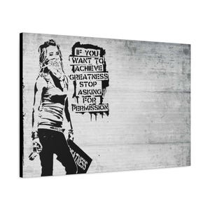 CANVAS ART - Banksy Achieve Greatness Graffiti Wall Art | Banksy Graffiti Canvas Print | Banksy Artwork | Urban Street Art Graffiti Decor