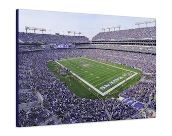 SZTUKA NA PŁÓTNIE – Grafika ścienna Baltimore Ravens | Grafika ścienna stadionu M&T Bank | Płótno Baltimore Ravens | Dekoracja Baltimore Ravens | Prezent dla kibica Ravens