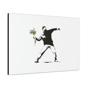 CANVAS ART - Banksy Flower Thrower Graffiti Wall Art | Banksy Graffiti Canvas Print | Street Art | Urban Graffiti Art Decor | Banksy Art