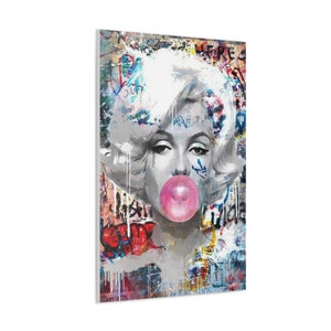 CANVAS ART - Marilyn Monroe Bubble Gum Wall Art | Marilyn Monroe Graffiti Art | Marilyn Monroe Canvas Print | Marilyn Monroe Art