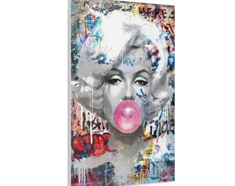 CANVAS ART - Marilyn Monroe Bubble Gum Wall Art | Marilyn Monroe Graffiti Art | Marilyn Monroe Canvas Print | Marilyn Monroe Art