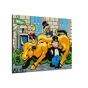CANVAS ART - Monopoly Richie Rich Scrooge McDuck Wall Art | Pop Art Print | Urban Art | Bull Run Wall Street Money Art | Home/Office Decor