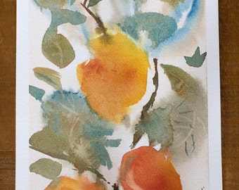 Originele fruitboom aquarel 6 x 9 NIET een PRINT door Debbie Hygelund