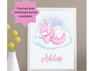 Personalized Unicorn Wall Art for Nursery, Unicorn Room Decor, Unicorn Art, Nursery Decor, Girls Bedroom Wall Art, Custom Baby Shower Gift