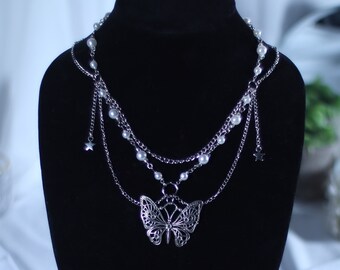 White butterfly alternative necklace
