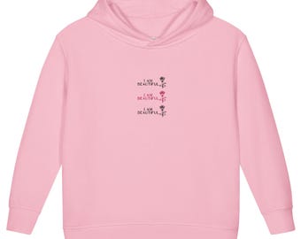 Ich bin BEAUTIFUL Kleinkind gestickter Fleece Affirmation Hoodie