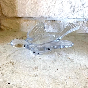 Vintage French crystal bird bowl, candle holder, pipe rest, made in France, signed, Wedding Decor, Party Decor sb2p