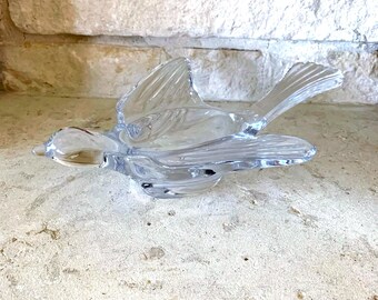 Vintage French Crystal Bird Bowl, Signed Cristalleries Royales de Champagne