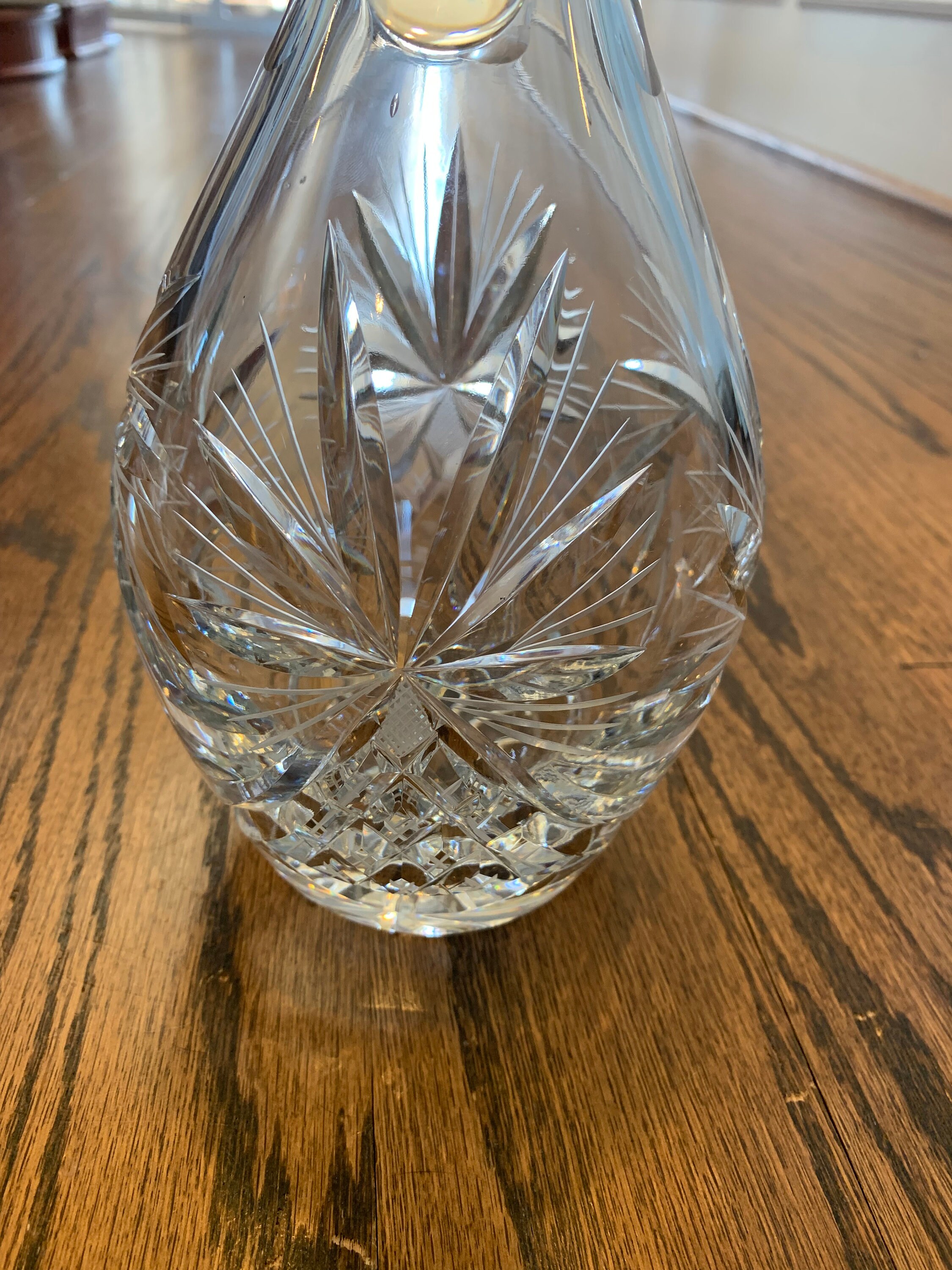 Etched Glass Wine Decanter With Stopper Lid Pinwheel Design Etsy