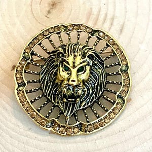 Lion head rhinestone brooch Pin