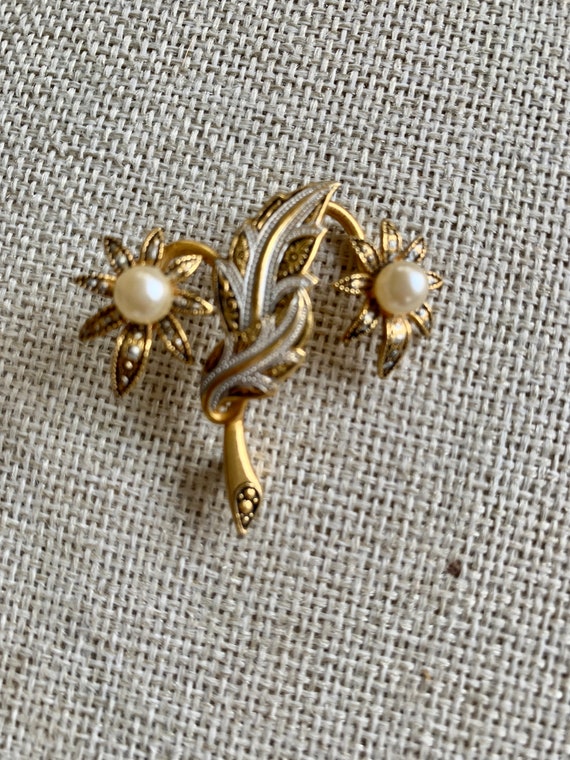 Flower Damascene Pearls MADE IN SPAIN Vintage Gold