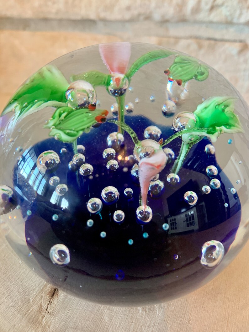 Vintage Murano Glass Art Glass Paperweight Frogs and Water Flowers Etsy