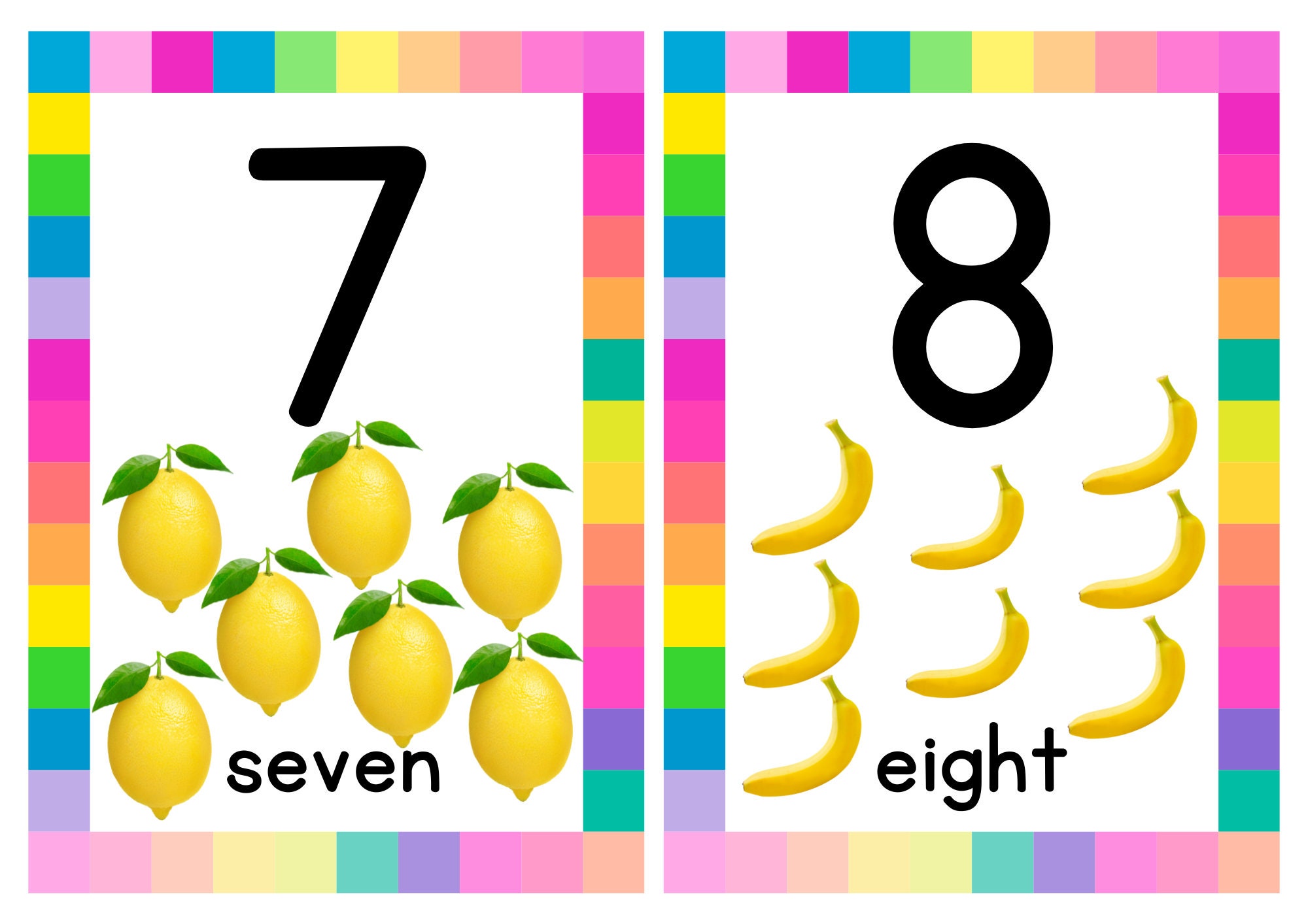 Tarjetas de números del 1 al 10 con frutas - Etsy México