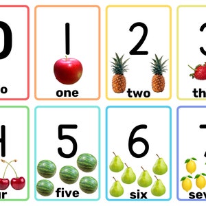 Mini cartes mémoire de 1 à 10 chiffres avec des fruits