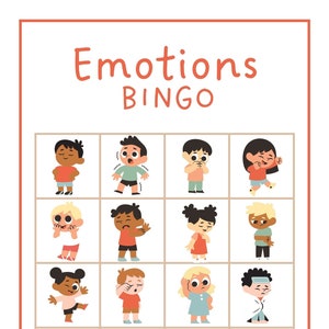 Cartões de bingo de aprendizagem socioemocional, emoções/sentimentos
