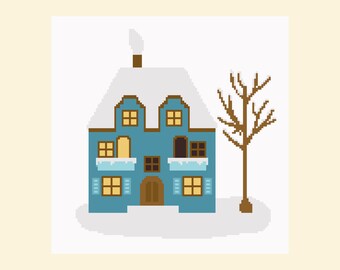 Patrón descargable de bordado - Casa de invierno