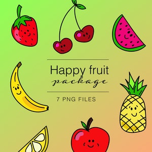 Para uso comercial clipart de fruta feliz