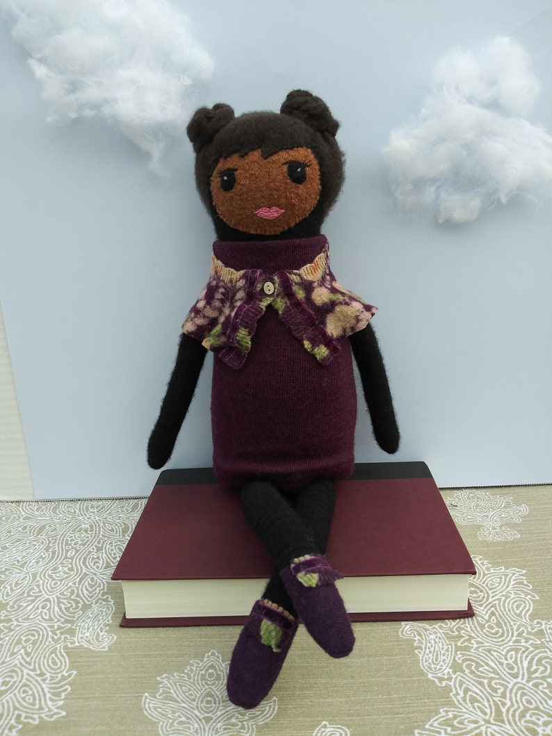 Gabrielle a one of a kind doll made from upcycled wool and cashmere sweaters. zdjęcie 5