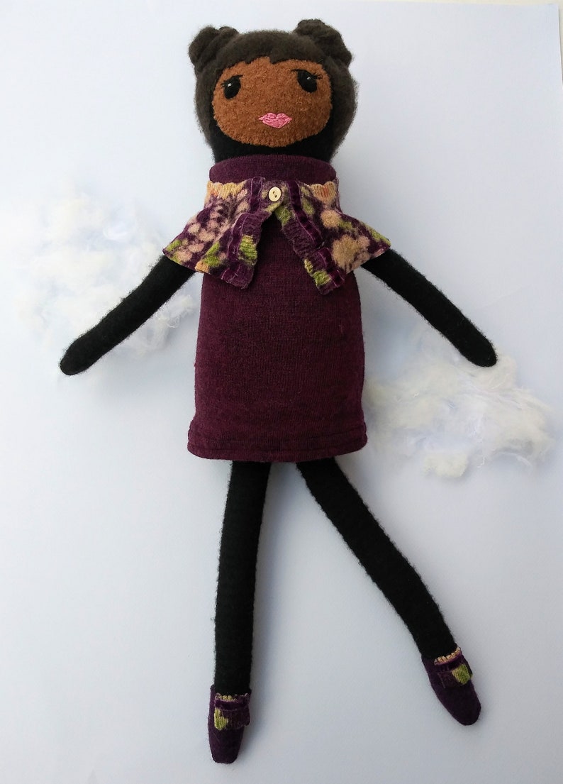 Gabrielle a one of a kind doll made from upcycled wool and cashmere sweaters. zdjęcie 2