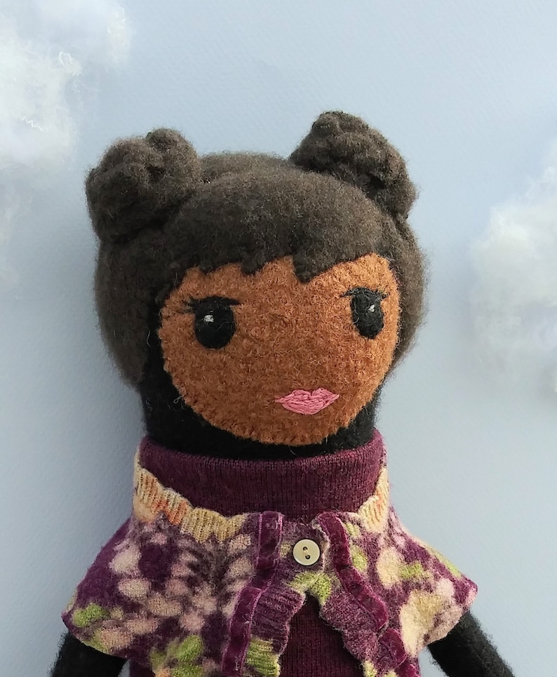 Gabrielle a one of a kind doll made from upcycled wool and cashmere sweaters. zdjęcie 1