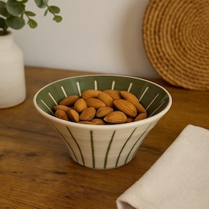 Small Handmade Ceramic Bowl with Green Glaze