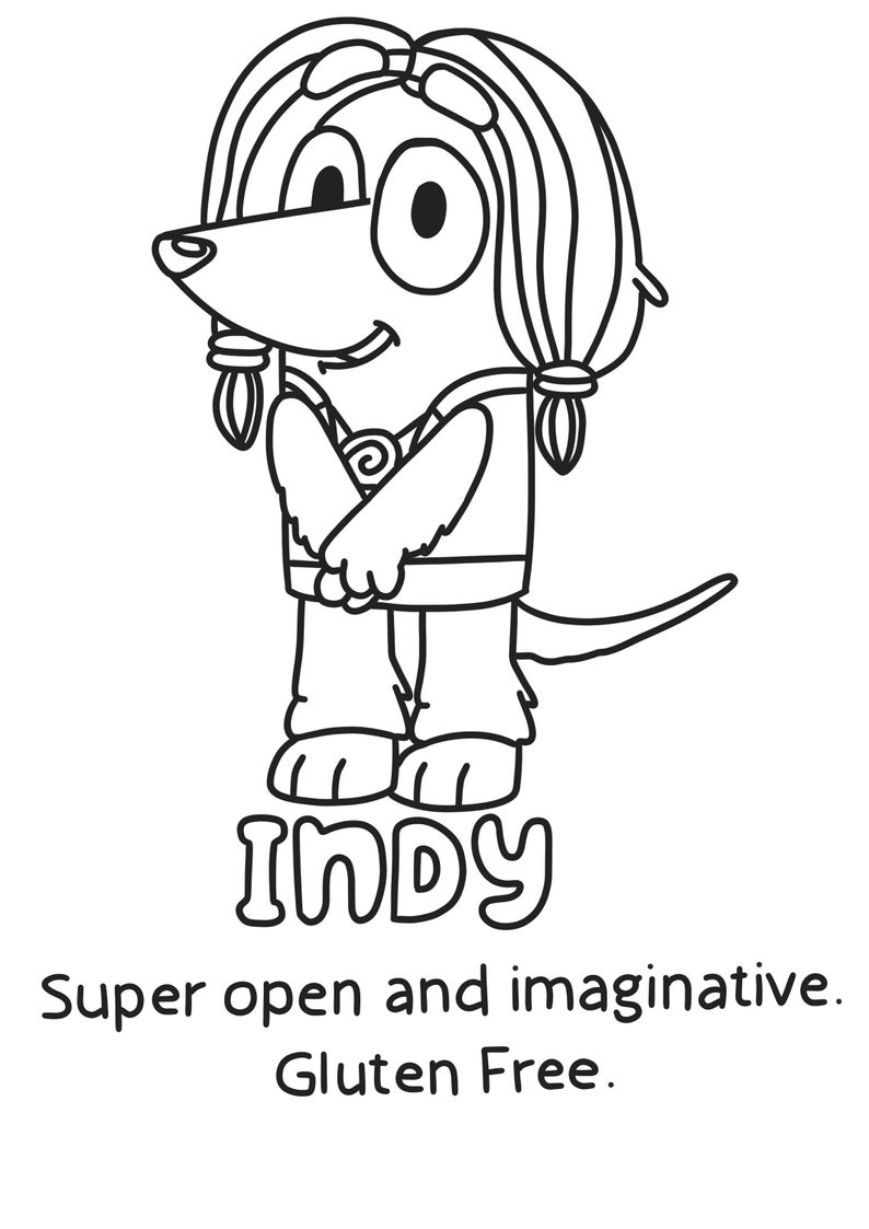 Indy Colouring Page Bluey - Etsy