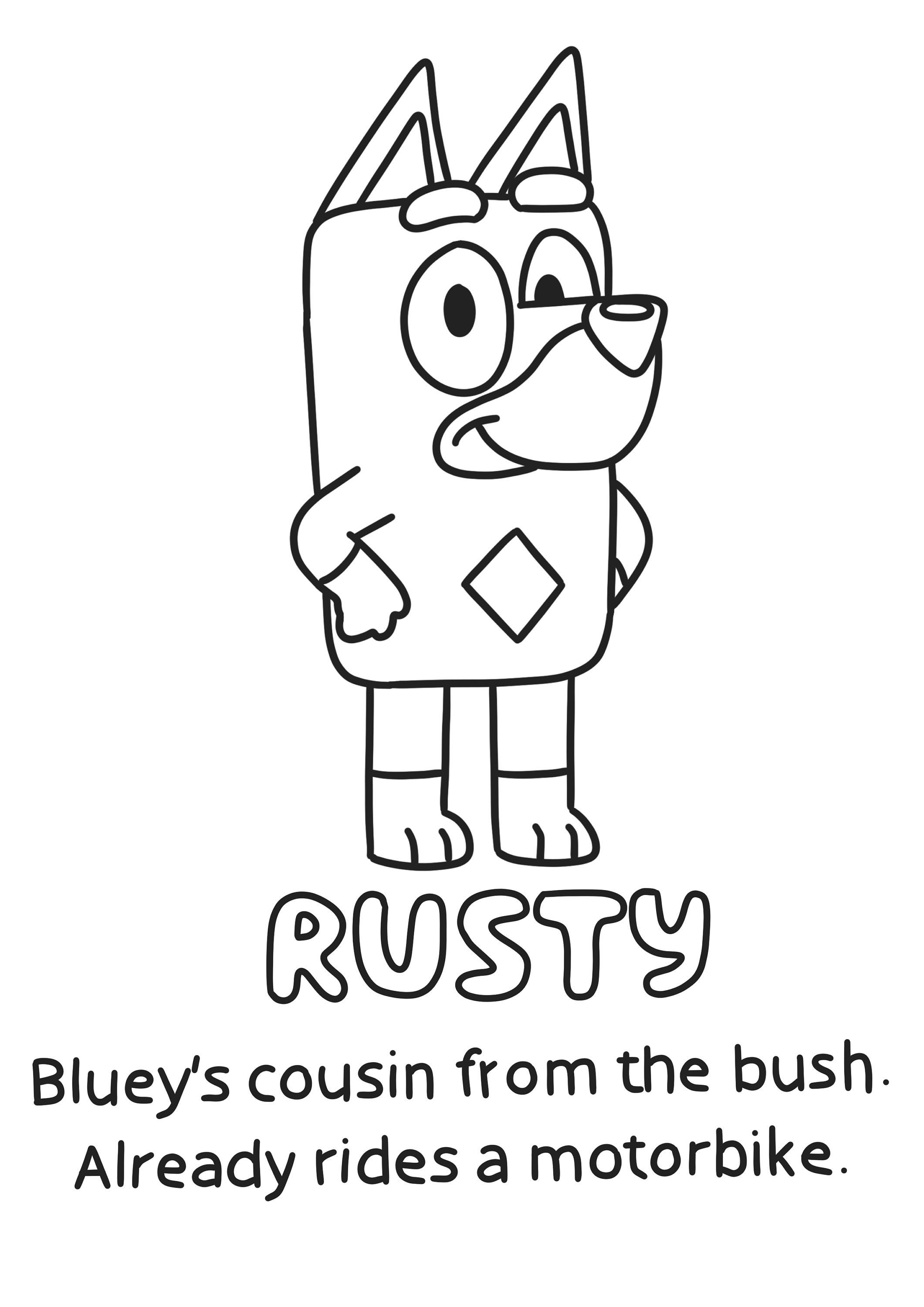 Rusty Colouring Page Bluey - Etsy