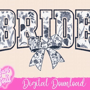 Bruid bloemen PNG-aquarel bloemen coquette Bow-bruid chinoiserie PNG-digitale download