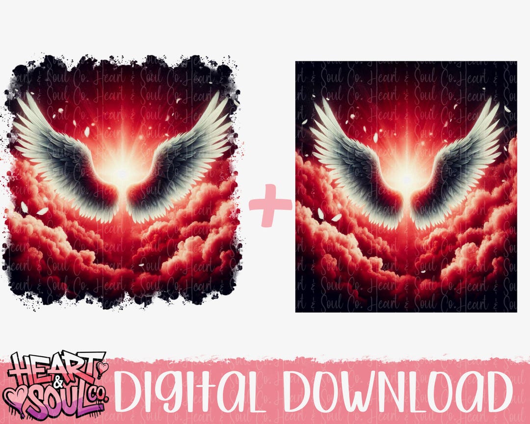 Red & Black Angel Wings Memorial – RIP Background Template (digital ...