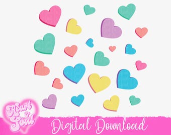 Candy Hearts PNG – Valentine's Day Clipart (Digital Download)