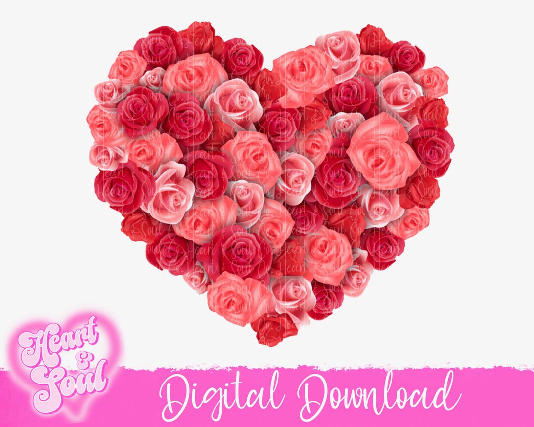 Rose Heart PNG – Valentine's Day Floral Clipart (digital Download) - Etsy